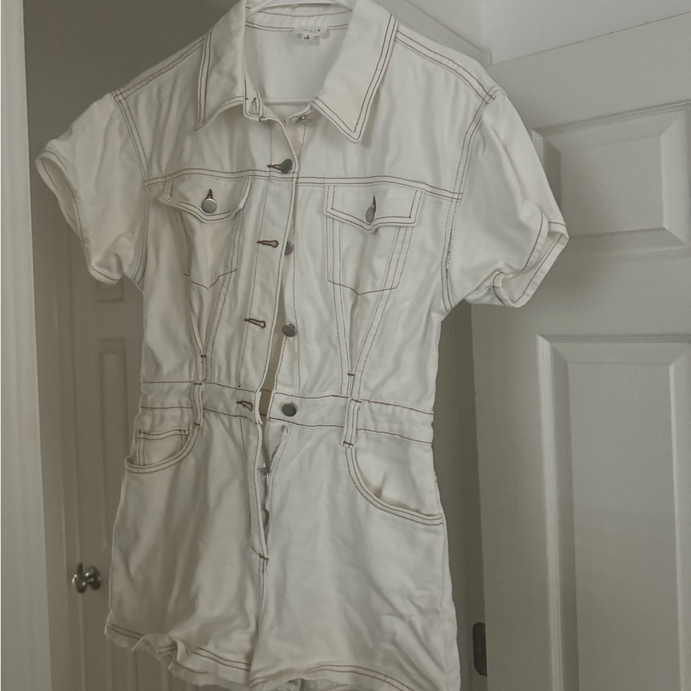 White Jean Romper